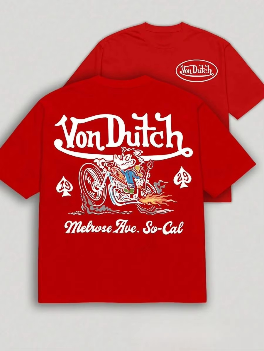 Streetwear Brand Cat - Camiseta de algodón con gráfico de