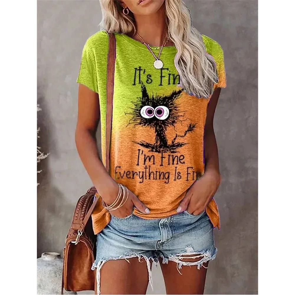 Streetwear Brand Cat - Camisetas con Estampado 3D para Mujer,