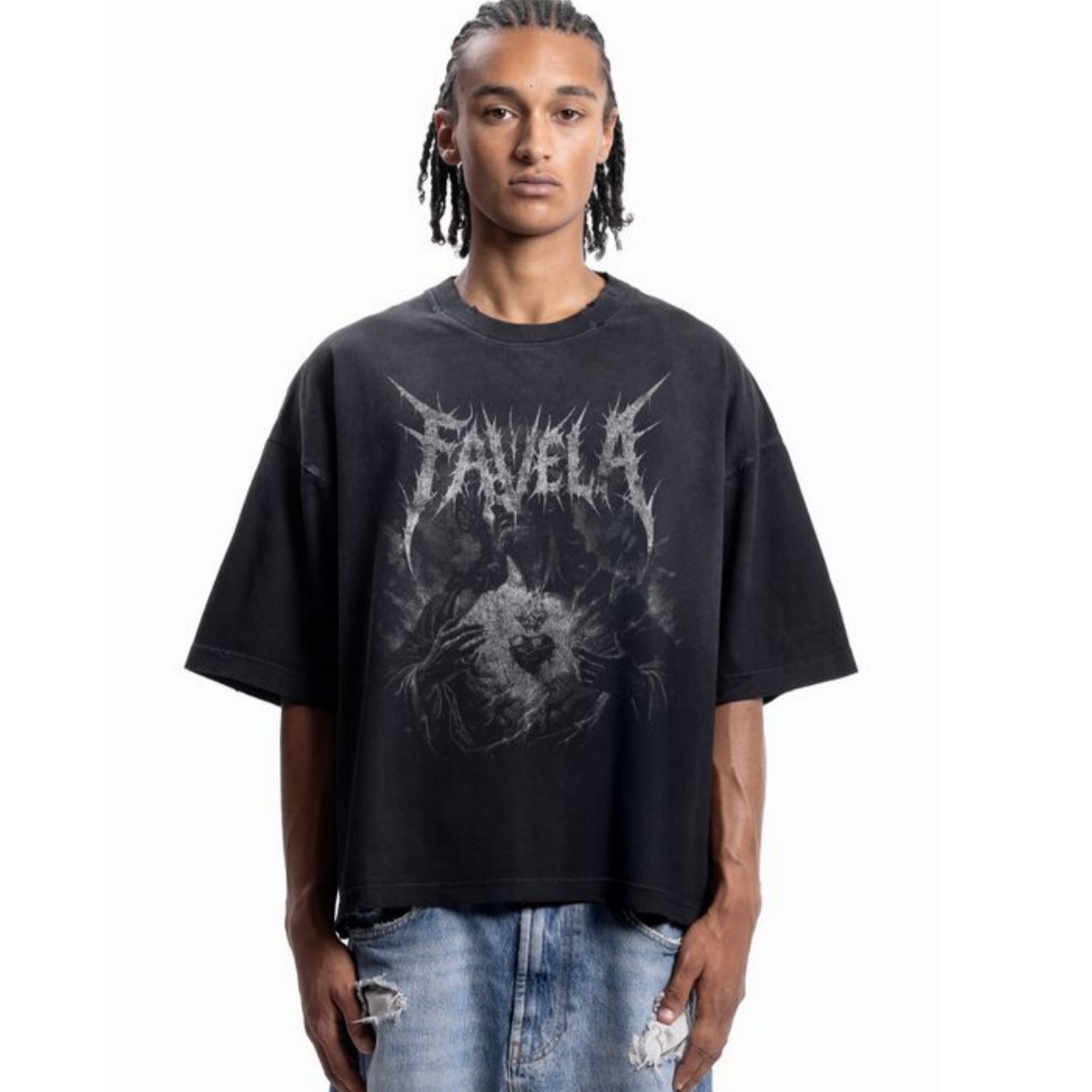 Streetwear Brand Heart - Camiseta de algodón con estampado de